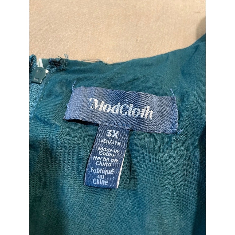 ModCloth Dinosaur Dress 3X Green Pockets Lined Retro Artsy Kindergarten Teacher - Picture 5 of 9
